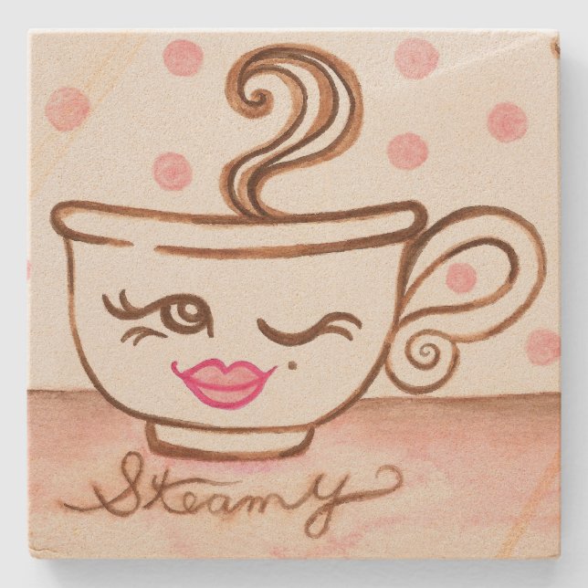 Dampfende Kaffeetasse Untersetzer Geschenk (Vorderseite)