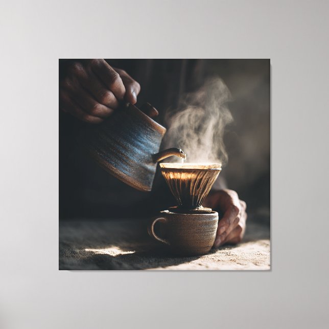 Dampfende Keramik Pour Over Leinwanddruck (Vorderseite)