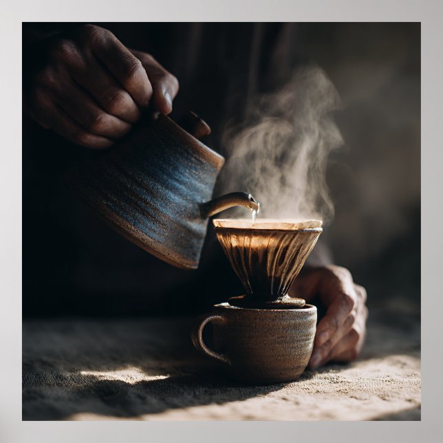 Dampfende Keramik Pour Over Poster (Vorne)