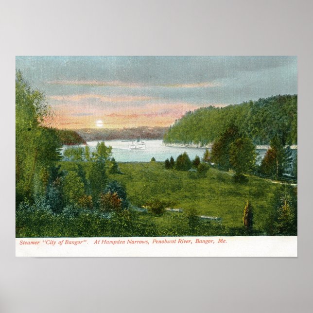 Dampfer, Bangor Maine 1908 Vintag Poster (Vorne)
