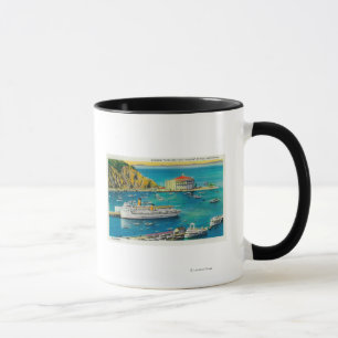 Dampfer Catalina und Avalon am Pier und Kasino Tasse