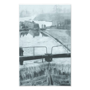 Dampfer und butty auf dem Kanal im Winter Fotodruck