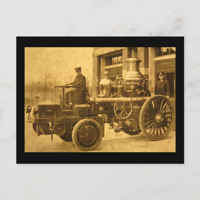 Dampffeuerlöschpumpe Motor LKW Vintag Postkarte (Vorderseite)