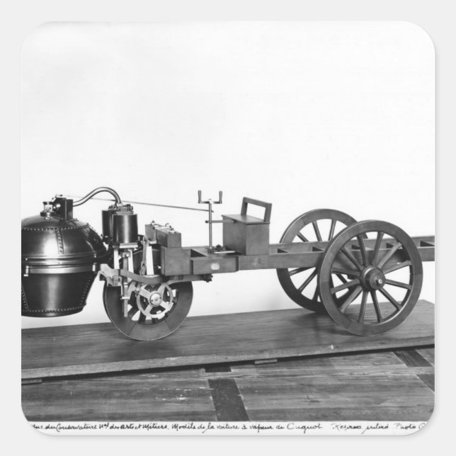 Dampfgetriebenes Auto erfunden Quadratischer Aufkleber (Vorderseite)