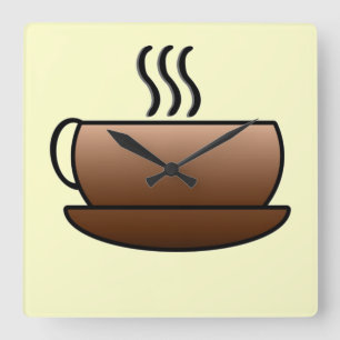 Dampfkaffee-Tasse Quadratische Wanduhr