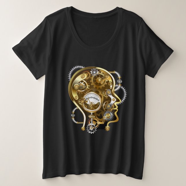 Dampfkopf mit Manometer Große Größe T-Shirt (Design vorne)