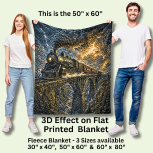 Dampflok auf einer Brücke (3D-Effekt) Fleece-Decke Fleecedecke