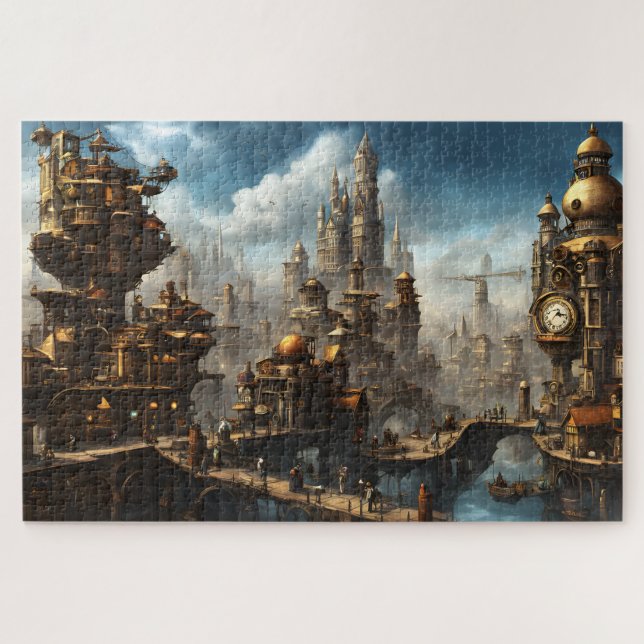 Dampflok-Stadt mit Uhr (Horizontal)