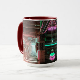 Dampflok-Stadt-Motiv-Becher Tasse