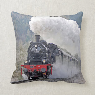 Dampflokfoto im Vintage-Stil Kissen