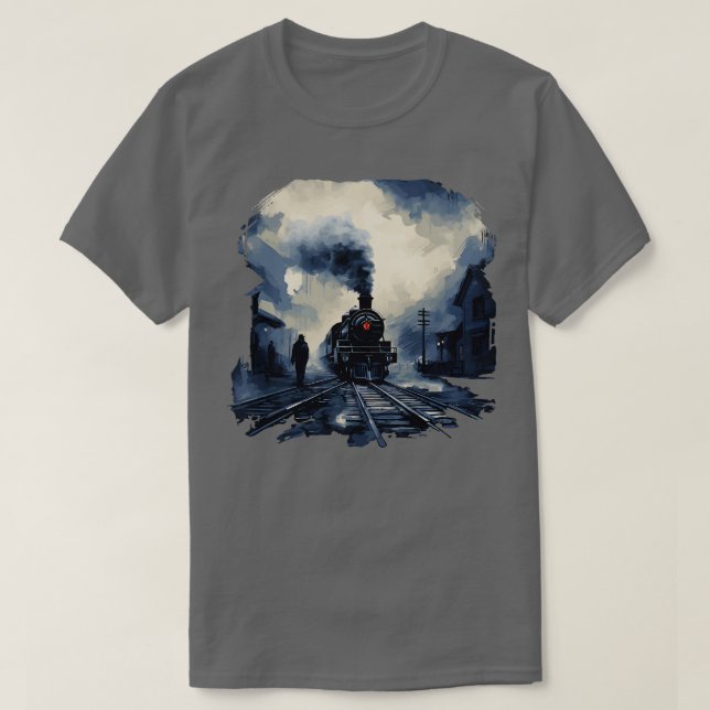 Dampflokomotive am Bahnhof T-Shirt (Design vorne)
