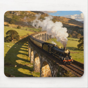 Dampflokomotive auf Viadukt Mousepad