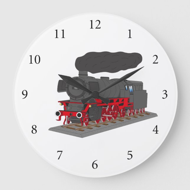 Dampflokomotive Große Wanduhr (Vorderseite)