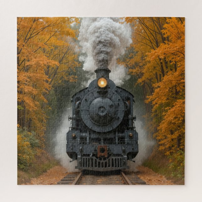 Dampflokomotive im Herbstwald (Vertikal)