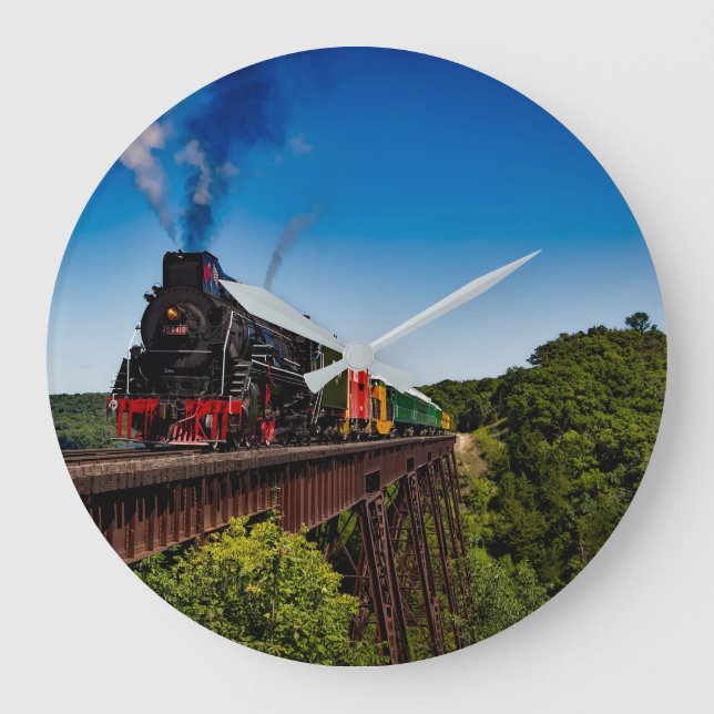 Dampflokomotive Motor Eisenbahn Lover Große Wanduhr (Vorderseite)