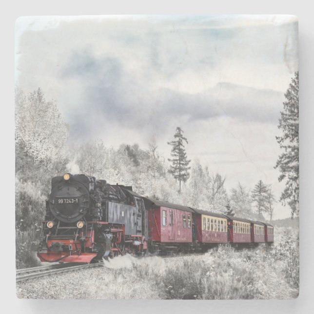 Dampflokomotive Steinuntersetzer (Vorderseite)