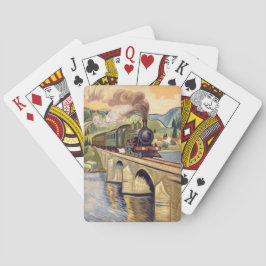 Dampflokomotive überquert Brücke Malerei Spielkarten