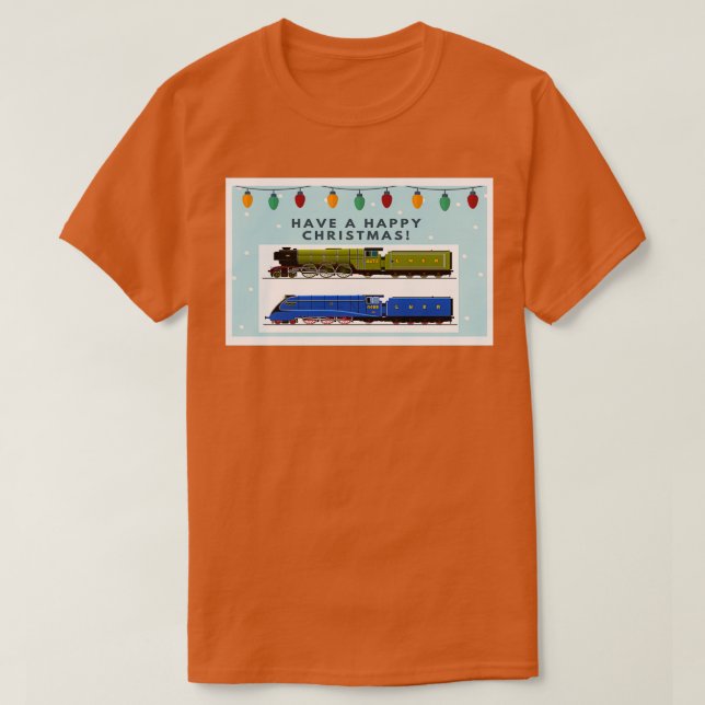 Dampflokomotive Weihnachtskarte T-Shirt (Design vorne)