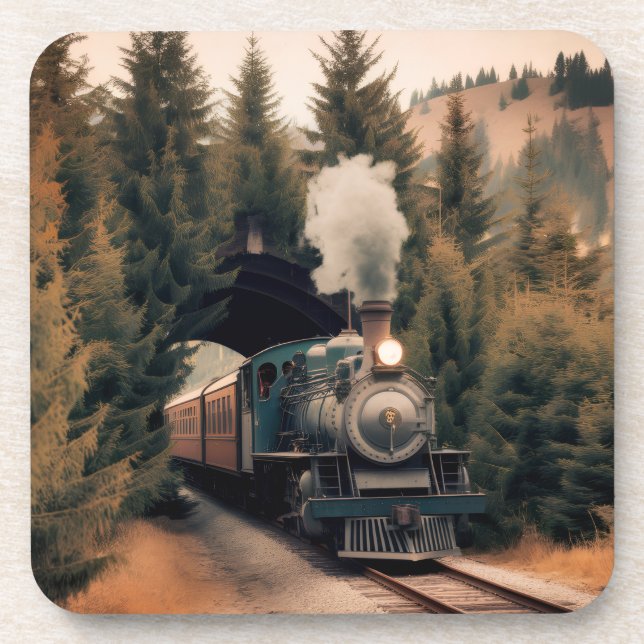 Dampflokomotive Zug Getränkeuntersetzer (Vorderseite)
