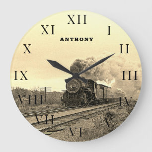 Dampflokomotive Zugmaschine Eisenbahn Dampf Große Wanduhr
