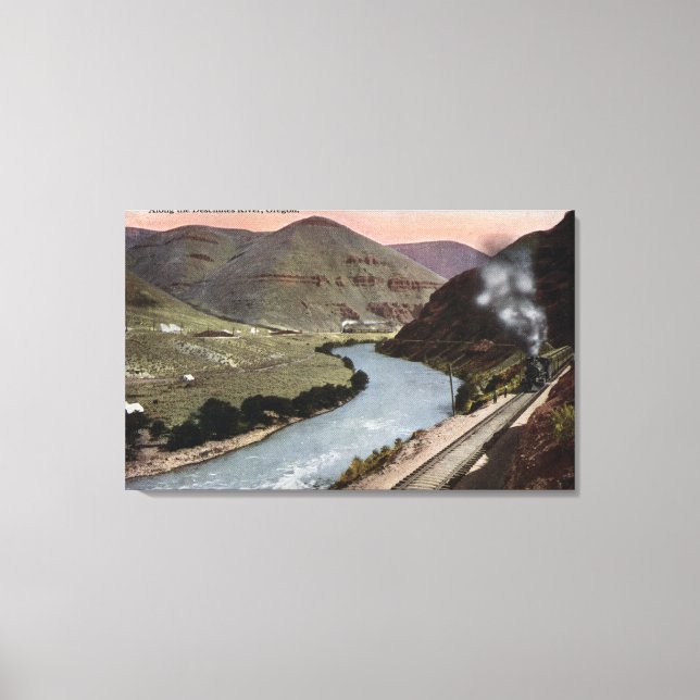 Dampflokomotiven auf Schiene Leinwanddruck (Vorderseite)