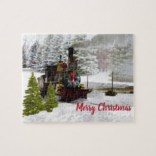 Dampflokomotiven-Christmas-Puzzle