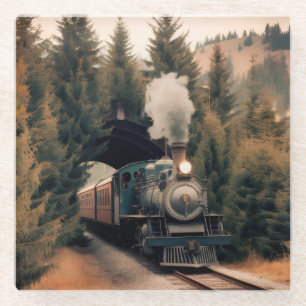 Dampflokzug der alten Zeit Glasuntersetzer