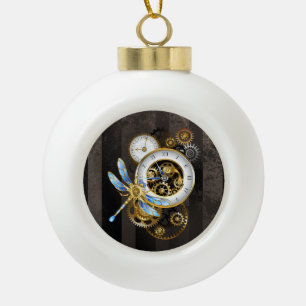 Dampfluhr mit mechanischer Libelle Keramik Kugel-Ornament