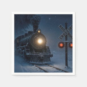 Dampfmaschine Lokomotive im Winter Serviette