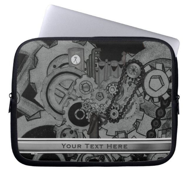 Dampfmaschine (Monochrom) Laptopschutzhülle (Vorderseite)