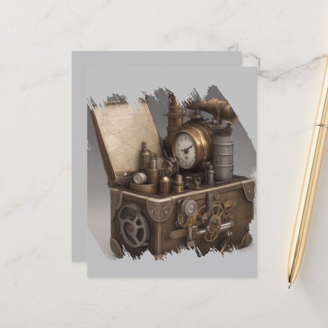 Dampfmaschine - Vintage Schatztruhe (Vorderseite/Rückseite Beispiel)