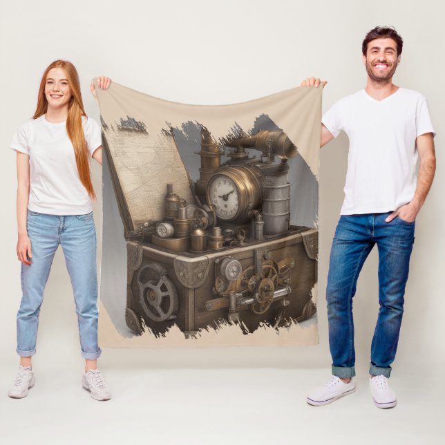 Dampfmaschine - Vintage Schatztruhe Fleecedecke (Beispiel)