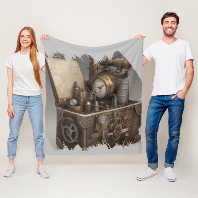 Dampfmaschine - Vintage Schatztruhe Fleecedecke (Beispiel)