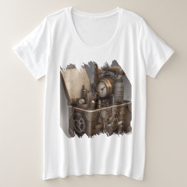 Dampfmaschine - Vintage Schatztruhe Große Größe T-Shirt (Design vorne)
