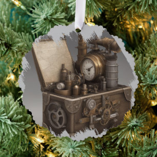 Dampfmaschine - Vintage Schatztruhe Ornament Karte