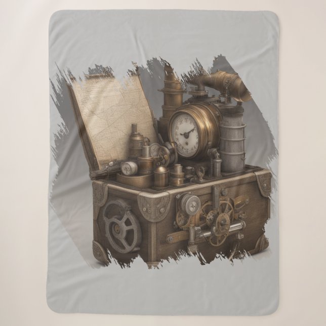 Dampfmaschine - Vintage Schatztruhe Sherpadecke (Vorderseite)