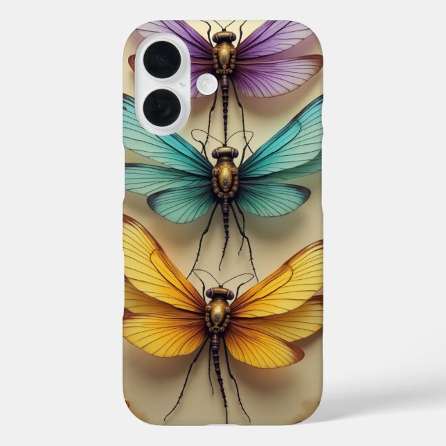 Dampfmaschinen-Libellen iPhone 16 Hülle (Rückseite)