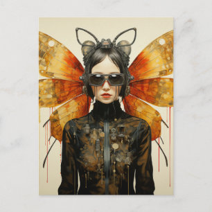 Dampfmaschinen-Punk-Insektenfrau  Postkarte