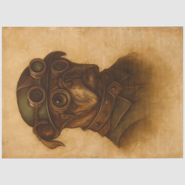 Dampfpanther-Aviator-Mops-Decoupage Seidenpapier (Vorderseite)