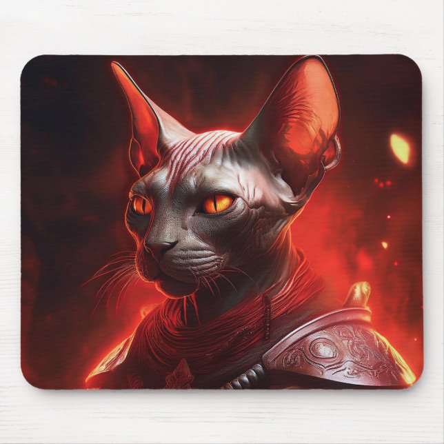 Dampfpanther-Sphinx-Katzenkrieger sieht wild aus Mousepad (Vorne)