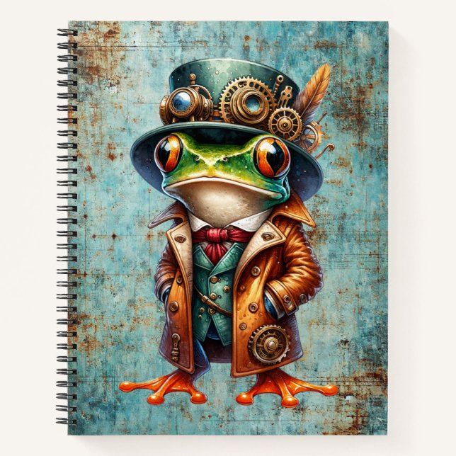 Dampfpunk-Frosch Notizbuch (Vorderseite)