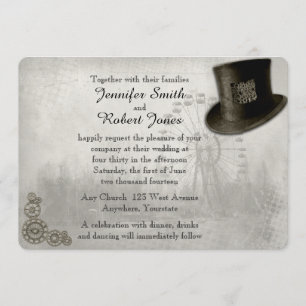 Dampfpunk-Karneval-Zylinder-Hochzeitseinladung Einladung