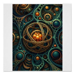 Dampfpunk Mechanische Orb Komplexe Zahnrad-Vortex- Poster