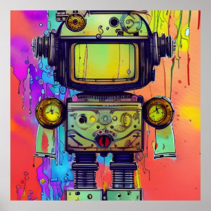 Dampfpunk-Roboter Poster