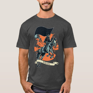 Dampfpunk-Seuchenreiter-Arzt auf einem Pferd mit F T-Shirt