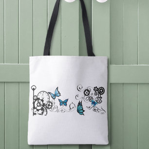 Dampfpunk-Stammesblaue Schmetterlinge Getriebewirb Tasche