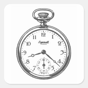 Dampfpunk-Taschenuhr Quadratischer Aufkleber