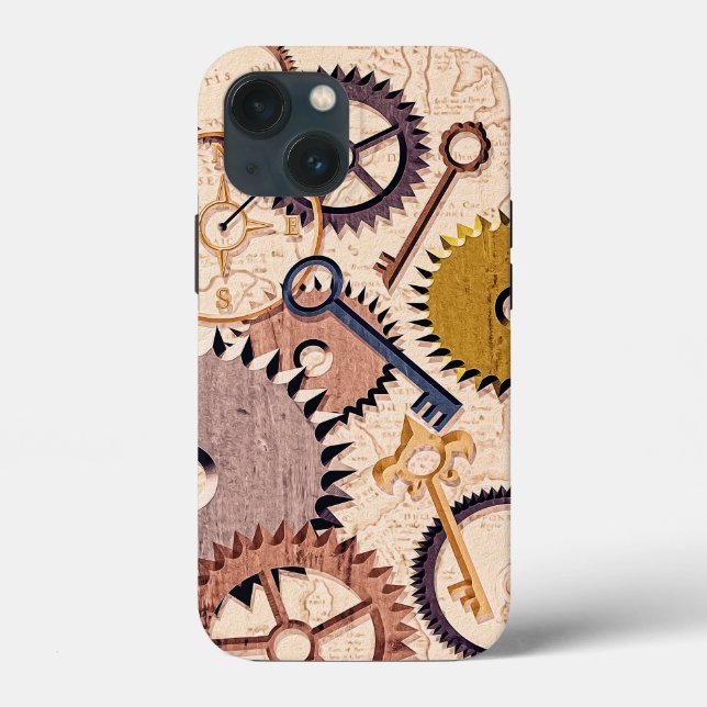 Dampfrad, Getriebe, Schlüssel, Alte Ölfarbe Case-Mate iPhone Hülle (Rückseite)