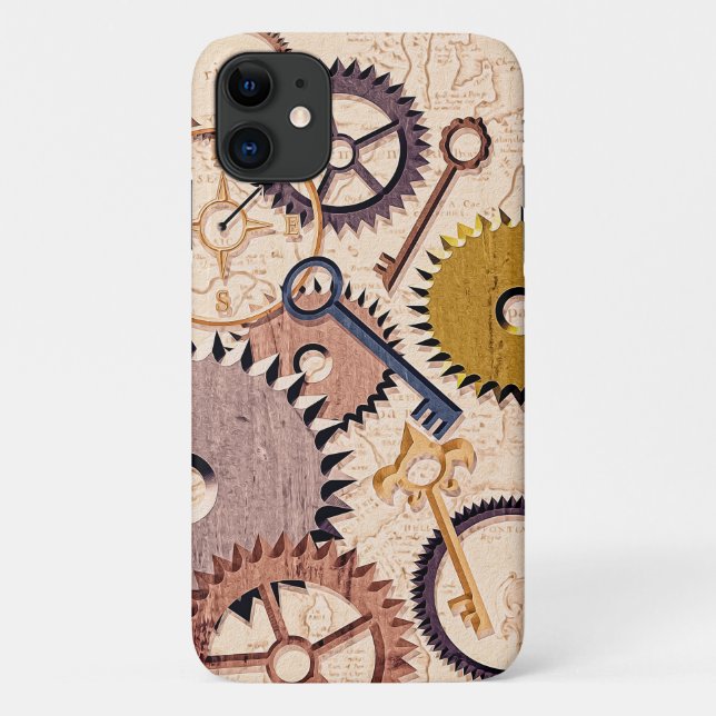 Dampfrad, Getriebe, Schlüssel, Alte Ölfarbe Case-Mate iPhone Hülle (Rückseite)