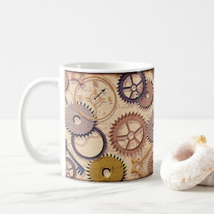 Dampfrad, Getriebe, Schlüssel, Alte Ölfarbe Kaffeetasse